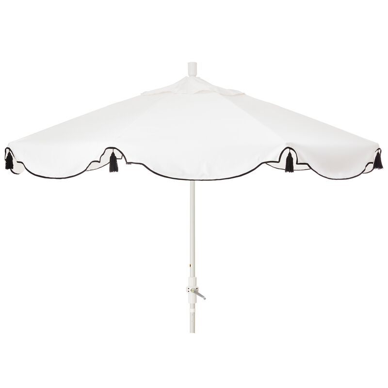 San Marco Patio Umbrella, White/Black Sunbrella | One Kings Lane