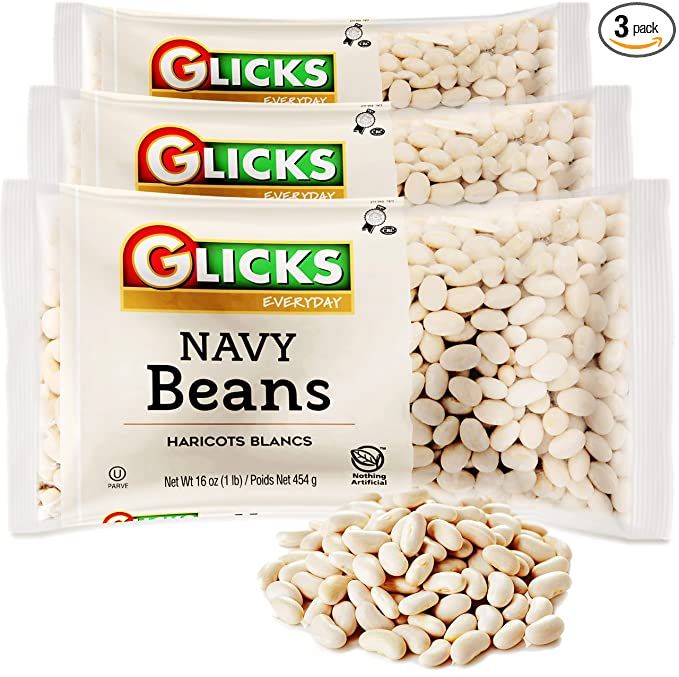 Glicks Navy Beans 16oz (3 Pack) | Perfect for Chili, Stews, Cholent, and More, AKA White Pea Bean... | Amazon (US)