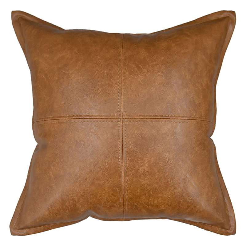 Brown Faux Leather Throw Pillow, 18" | At Home