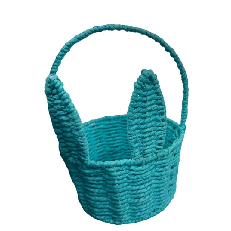 Round Bunny Ear Handle Paper Basket, Blue, 10.2" x 6.2" | Walmart (US)