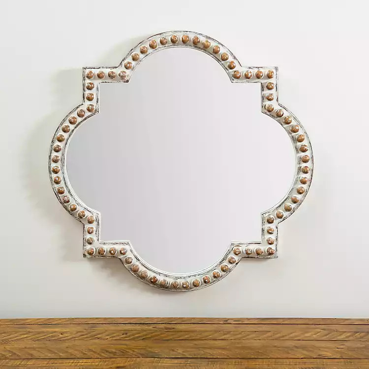 White Beaded Quatrefoil Wall Mirror | Kirkland's Home