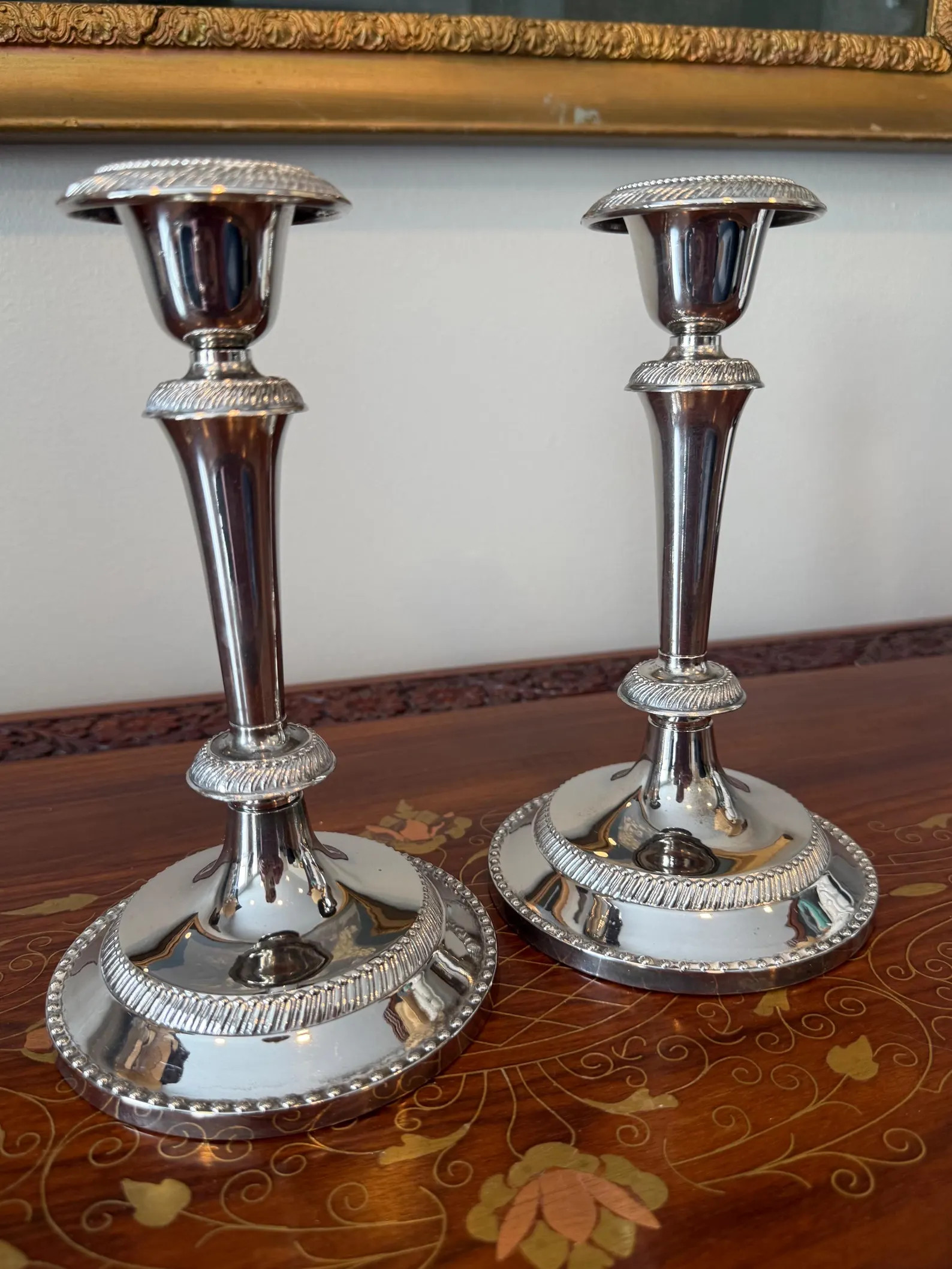 Vintage Silver Plate Candlestick Pair • Neoclassical Taper Holders 7.75” - Etsy | Etsy (US)