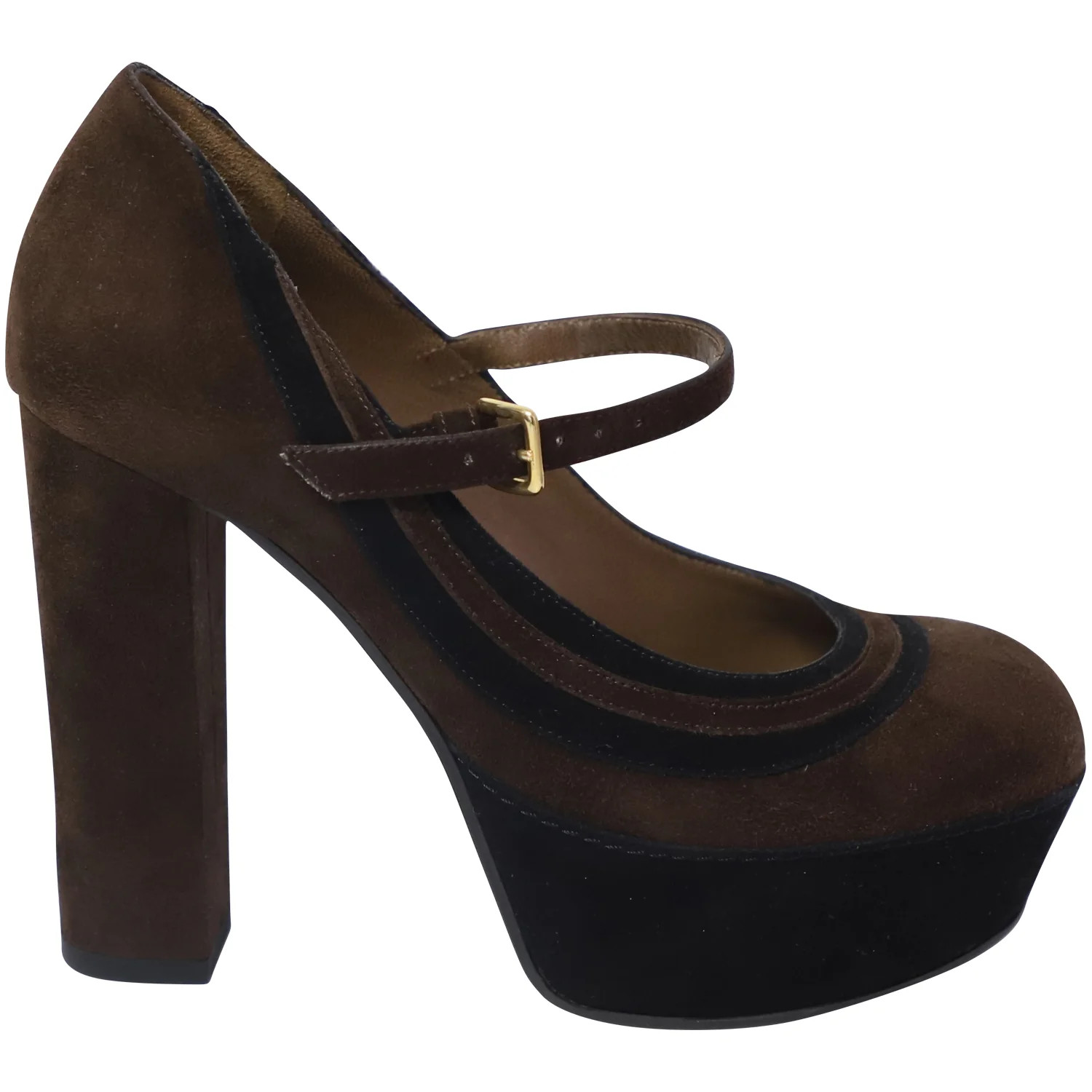 Marni Mary Jane Heels in Brown Suede | Shop Simon