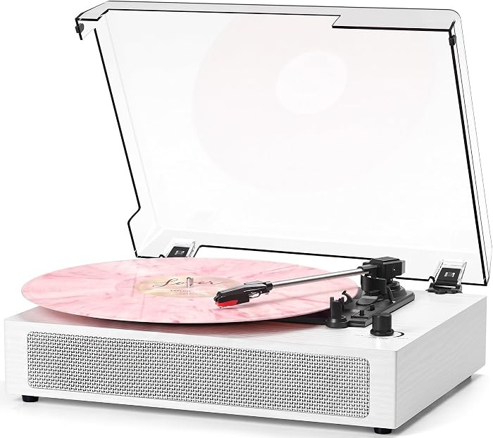 Vinyl Record Player Bluetooth Turntable with Built in Stereo Speakers Belt Drive 3 Speeds Turntab... | Amazon (US)