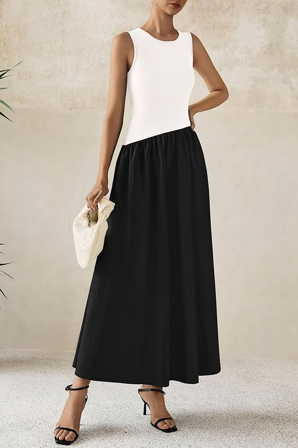 PRETTYGARDEN Women's Maxi Sundress Casual Summer 2025 Sleeveless Asymmetrical Drop Waist Patchwor... | Amazon (US)