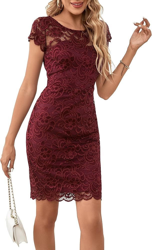 ODCOCD Women's Lace Dress/Cocktail Party Dress/Wedding Guest & Bridesmaid Dresses | Amazon (US)