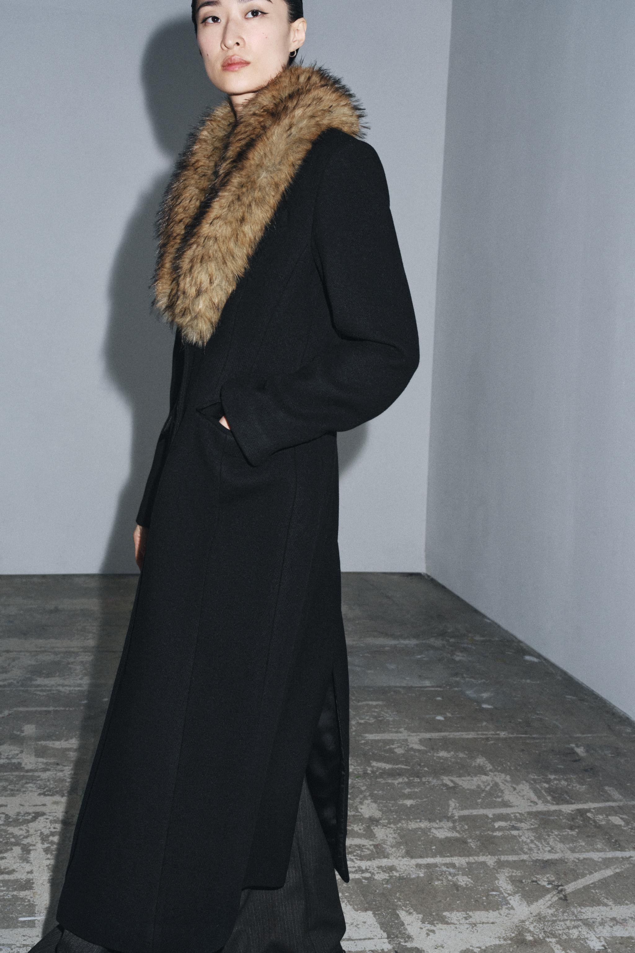 WOOL BLEND COAT WITH FAUX FUR COLLAR ZW COLLECTION | Zara US