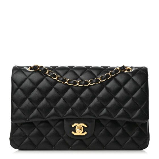 Chanel: All/Bags/CHANEL Lambskin Quilted Medium Double Flap Black | FASHIONPHILE (US)