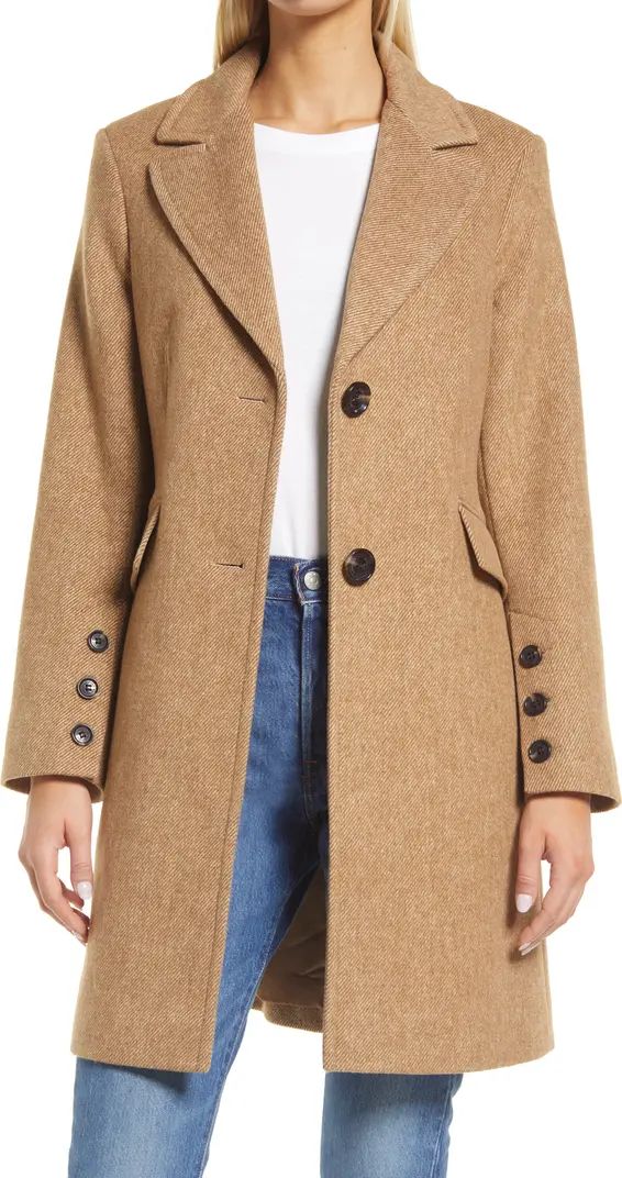 Mini Herringbone Notch Collar Wool Blend Coat | Nordstrom