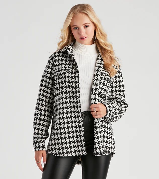Elevated Chic Houndstooth Woven Shacket | Windsor Stores