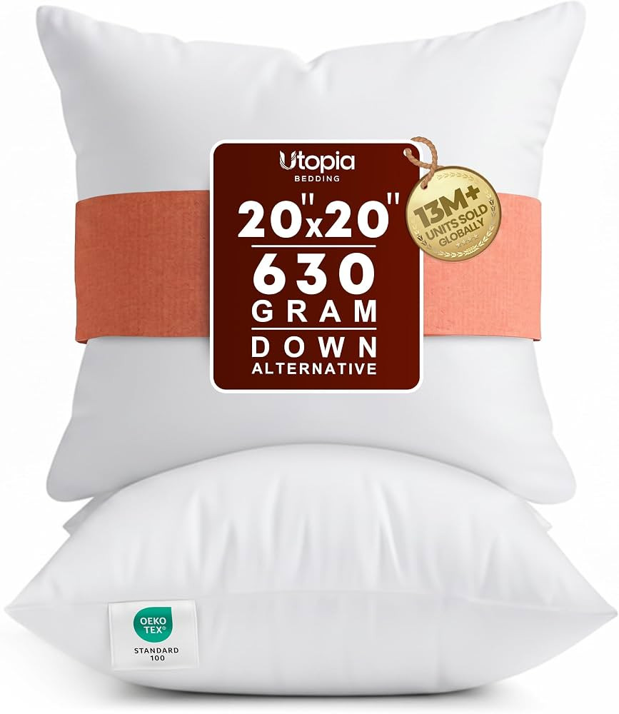 Utopia Bedding 20x20 Pillow Inserts, White Throw Pillows for Couch, 2 Pack | Amazon (US)