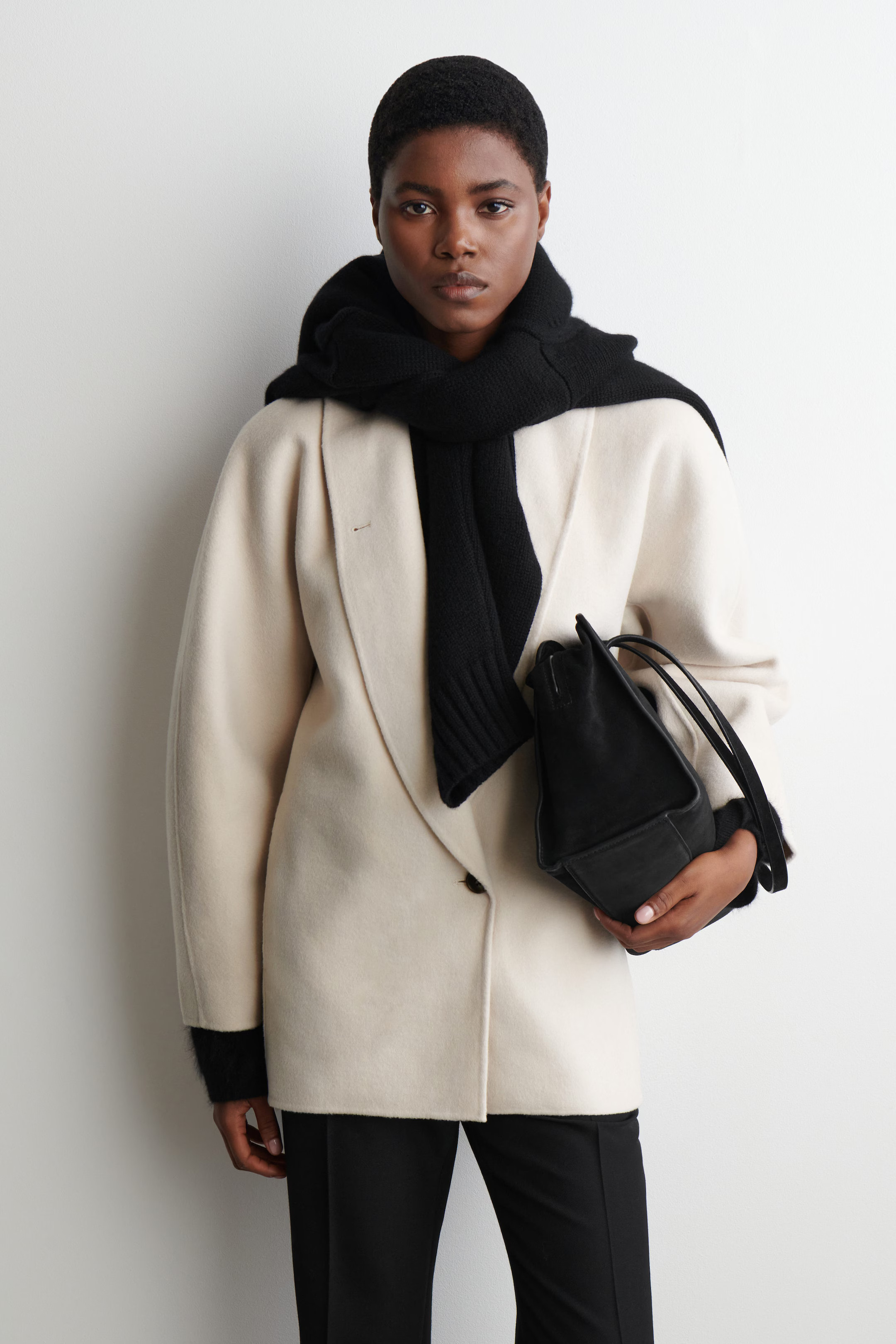 DOUBLE-FACED WOOL PEA JACKET - IVORY | COS GB | COS UK