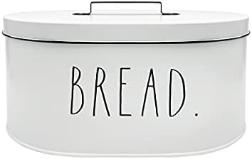 Rae Dunn Bread Box - Bread Box for Kitchen Countertop - 15" x 8" x 10" - Rustic White Metal Vintage  | Amazon (US)