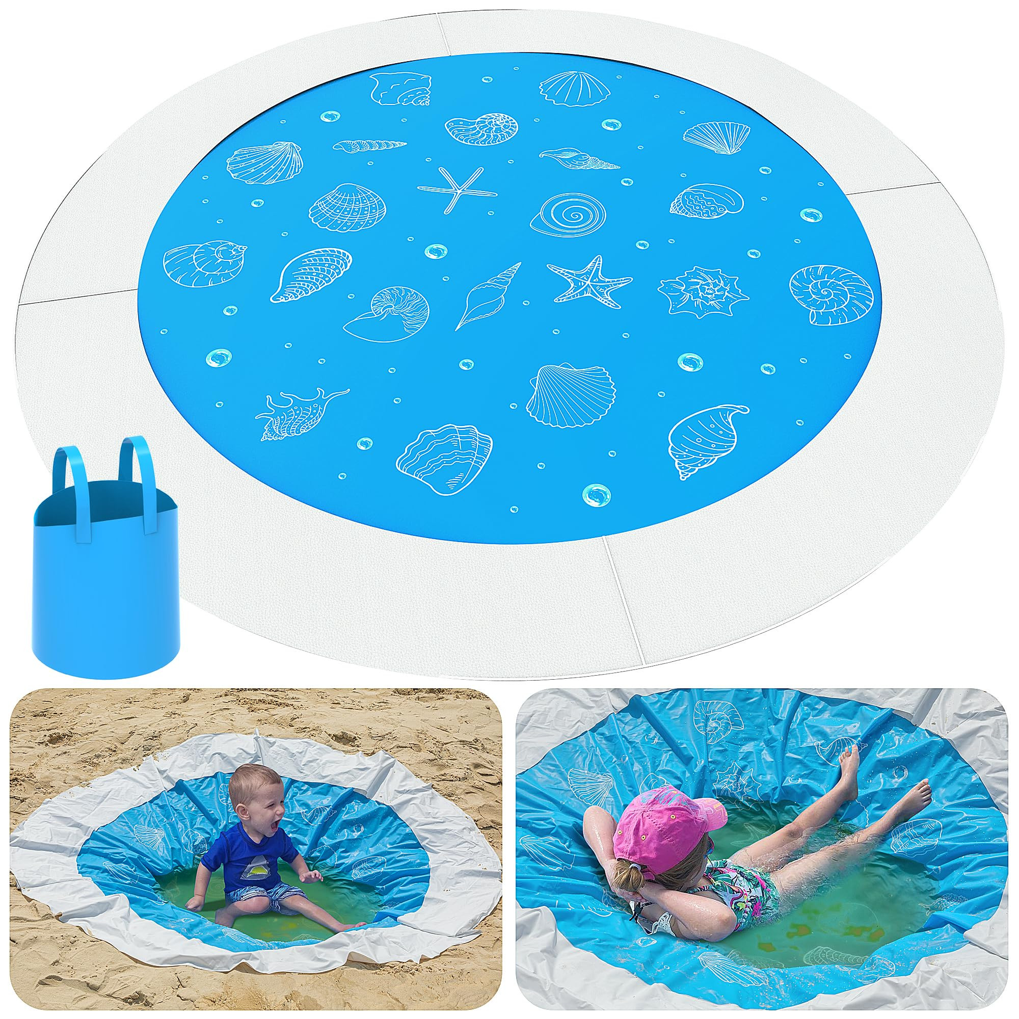 6.5 x 6.5 Feet Baby Beach Pool-Kiddie Pool and Beach Blanket-2 in 1 Toddler Paddling Pool-Beach T... | Amazon (US)