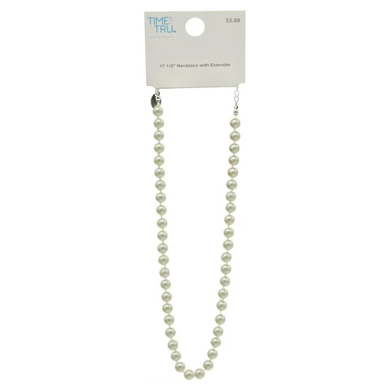 Time and Tru Women's 8MM Faux Pearl Necklace 17.5" with Extender | Walmart (US)
