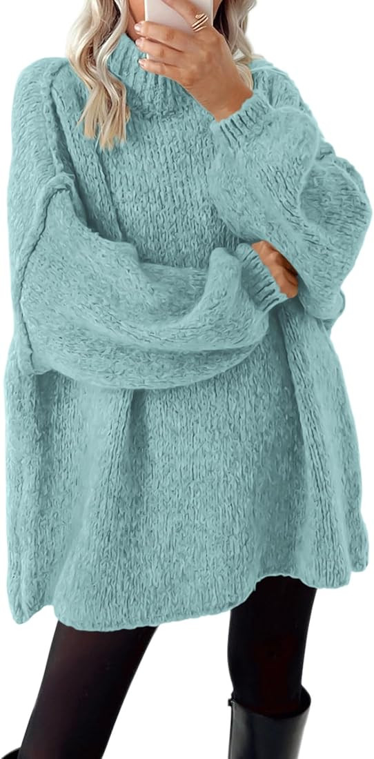 BTFBM Women's Long Pullover Sweaters 2024 Fall Winter Mock Neck Long Sleeve Thick Oversized Casua... | Amazon (US)