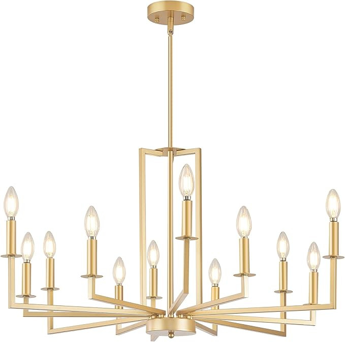 Modern Gold Chandelier, Farmhouse Candle Dining Room Chandeliers, Metal Hanging Pendant Light Fix... | Amazon (US)