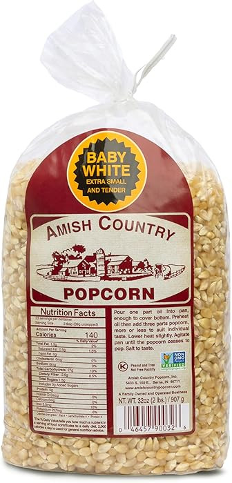Amish Country Popcorn | 2 lb Bag | Baby White Popcorn Kernels | Small and Tender | Old Fashioned,... | Amazon (US)