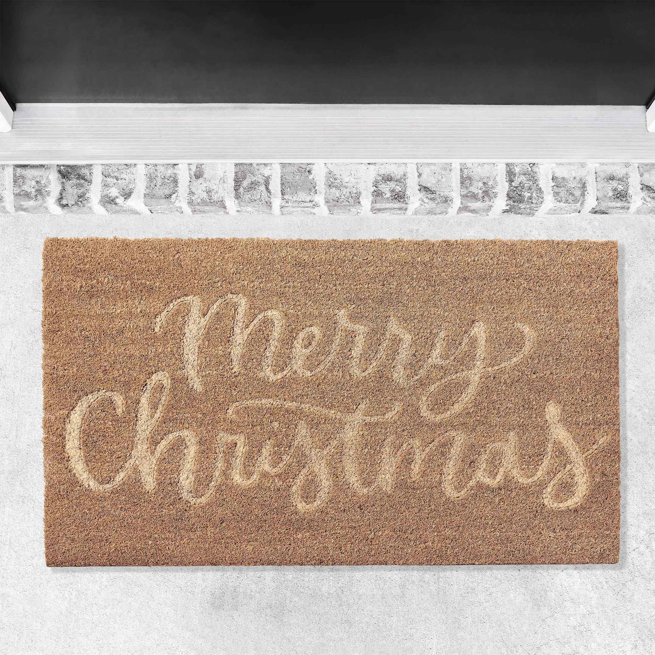 My Texas House Merry Christmas Embossed Outdoor Coir Doormat, Natural, 18" x 30" - Walmart.com | Walmart (US)