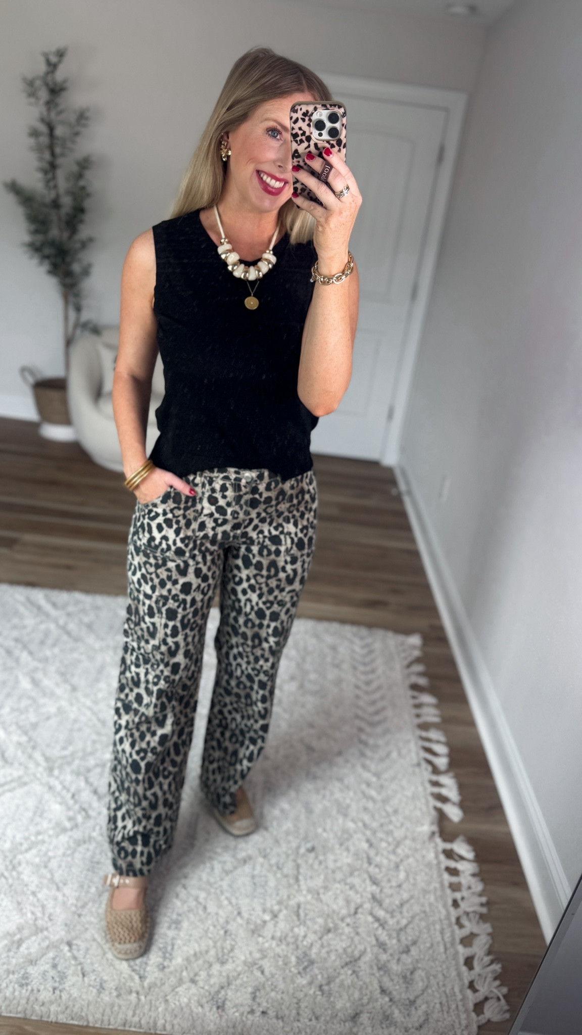 Walmart outfit, leopard pants, black sweater tank 

#LTKootd #LTKWorkwear #LTKmomlife
