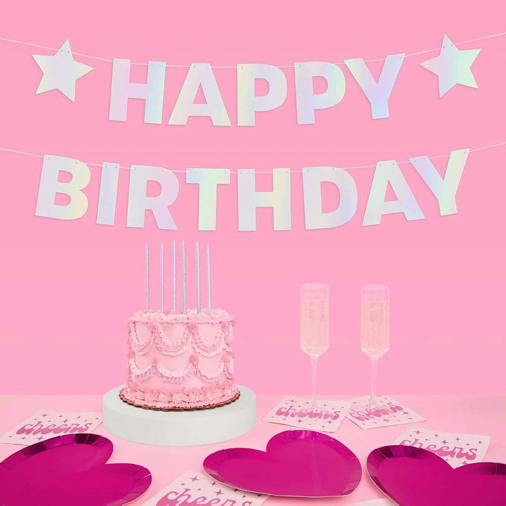 xo, Fetti Happy Birthday Iridescent Foil Banner - 5 Ft. | Fun Star Birthday Party Decorations, 21... | Amazon (US)