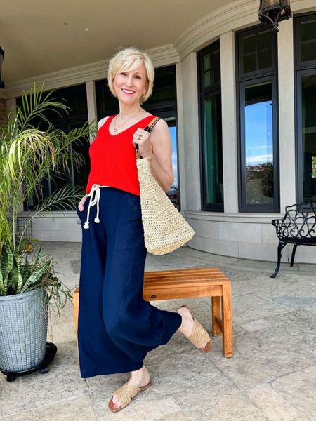This season I’m loving wide leg pants with a cute summery top. This look is perfect for your Memorial Day weekend.

I got these wide leg pants from @loft and I love the rope detail which is very nautical and perfect for a Memorial Day weekend on the water. I added my favorite red knitted tank top and neutral accessories to make this outfit even more beachy.




#LTKSeasonal #LTKOver40