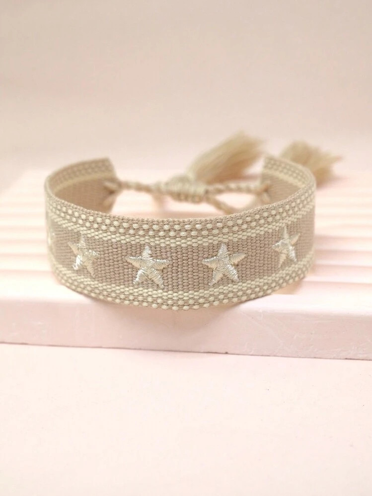 1pc Embroidered Star Design Braided Bracelet | SHEIN