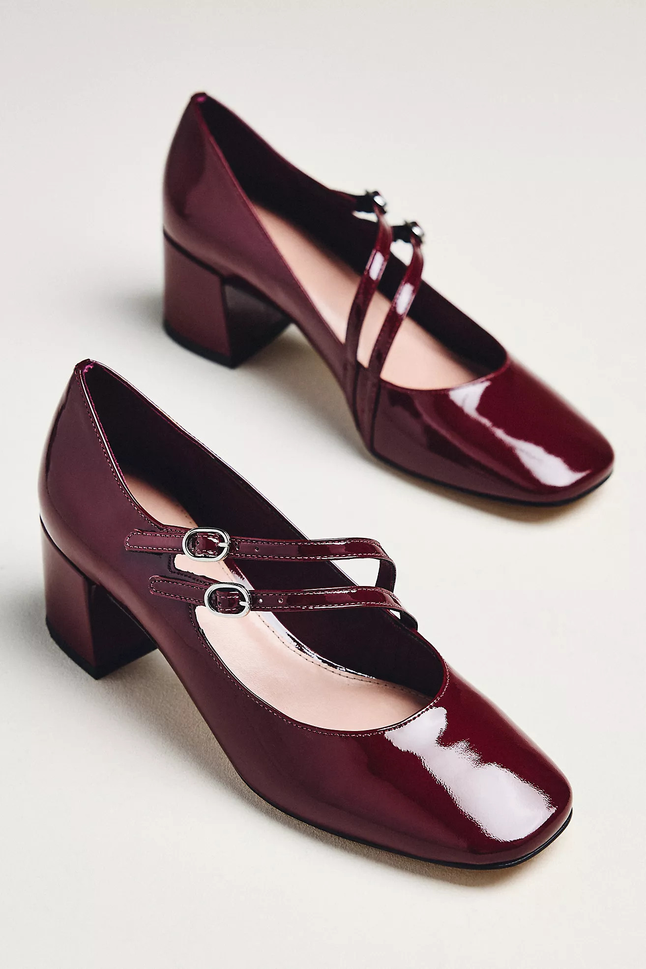 Maeve Asymmetric Strap Block-Heel Mary Janes | Anthropologie (US)