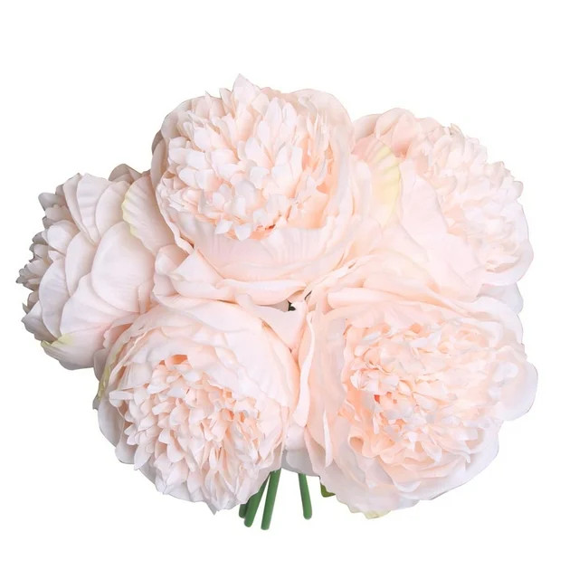 Jygee 5 Head Bouquet Artificial Silk Large Peony Flowers Wedding Party Home Decor light pink | Walmart (US)
