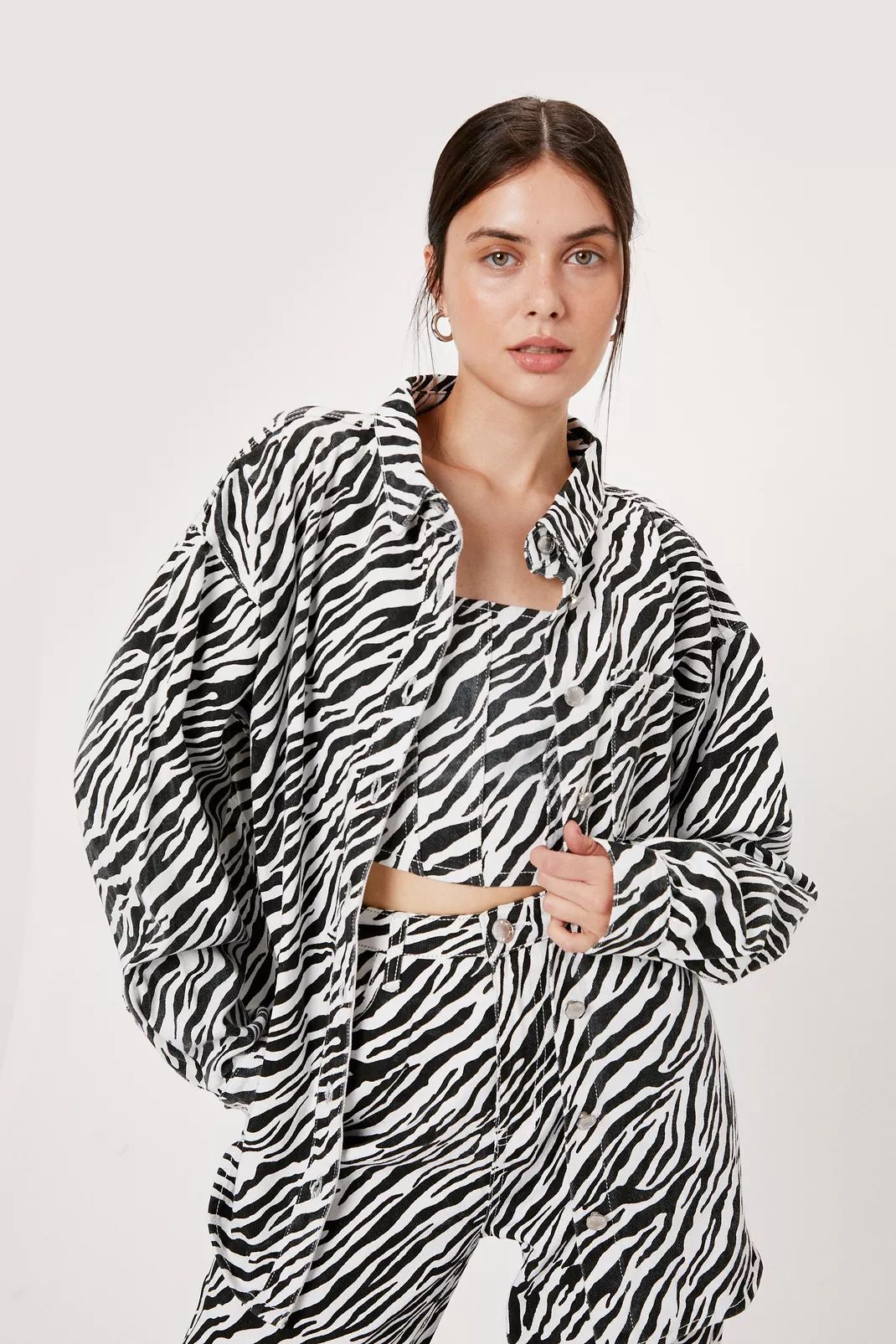 Zebra Print Denim Shirt | Nasty Gal (US)