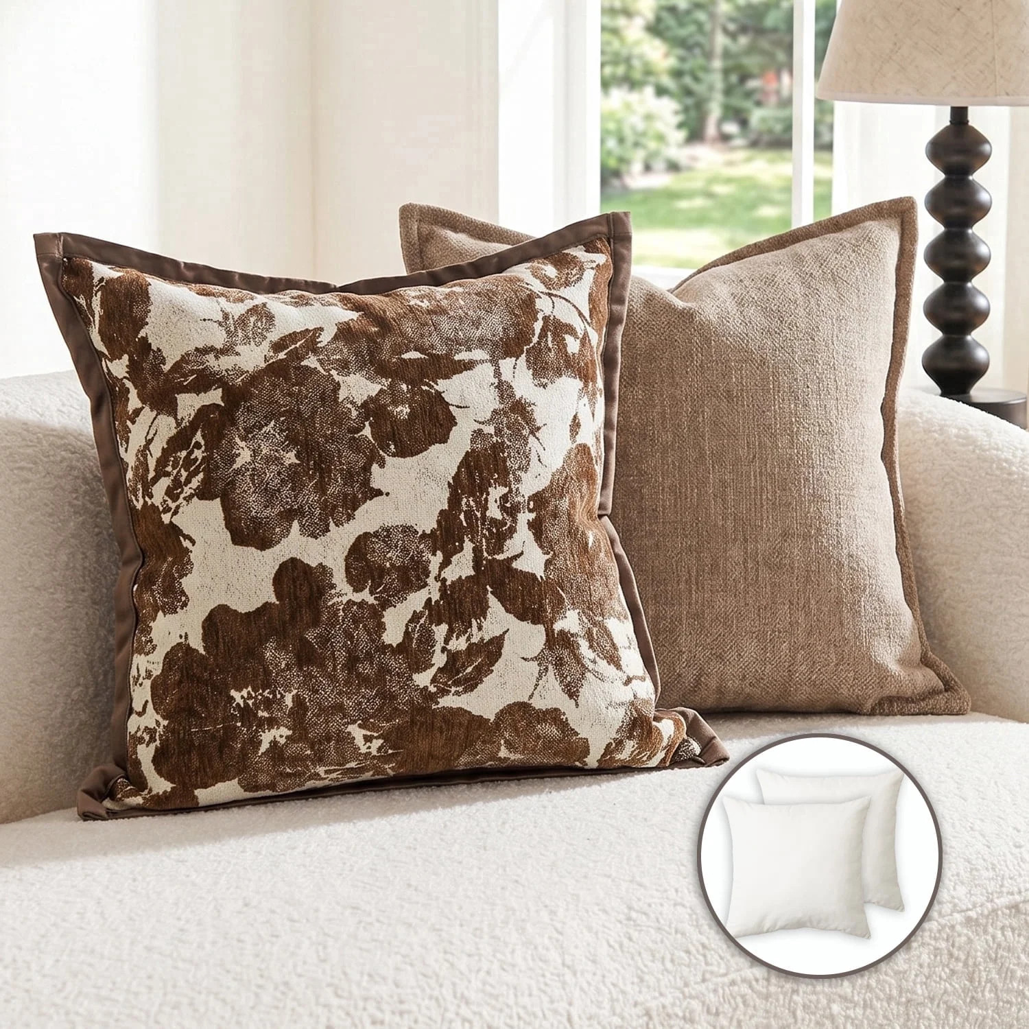 Pentantan Decorative Throw Pillow, 18"x18" Soft Couch Pillows with 2-Pack Inserts, Boho Floral Cu... | Walmart (US)