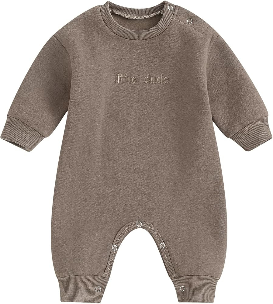 Twopumpkin Newborn Baby Boy Warm Sweatshirt Onesie Romper Long Sleeve Fleece Sweater Jumpsuit Win... | Amazon (US)