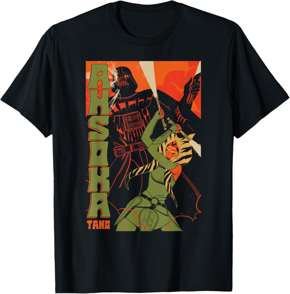 Star Wars Classic Ahsoka Tano & Darth Vader Vintage Poster T-Shirt | Amazon (US)