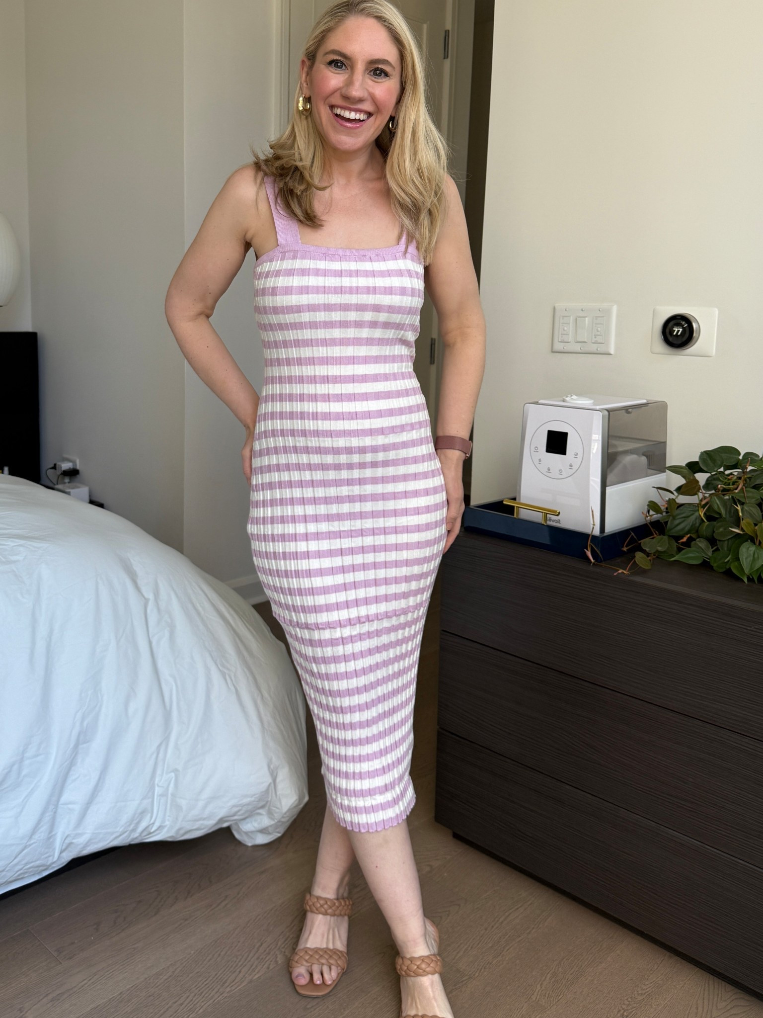 Cute striped bodycon dress, under $40 from Amazon! On sale now! Pink, purple, lavender striped dress. Midi length perfect for spring and summer! 

#LTKPetite #LTKStyleTip #LTKFindsUnder50