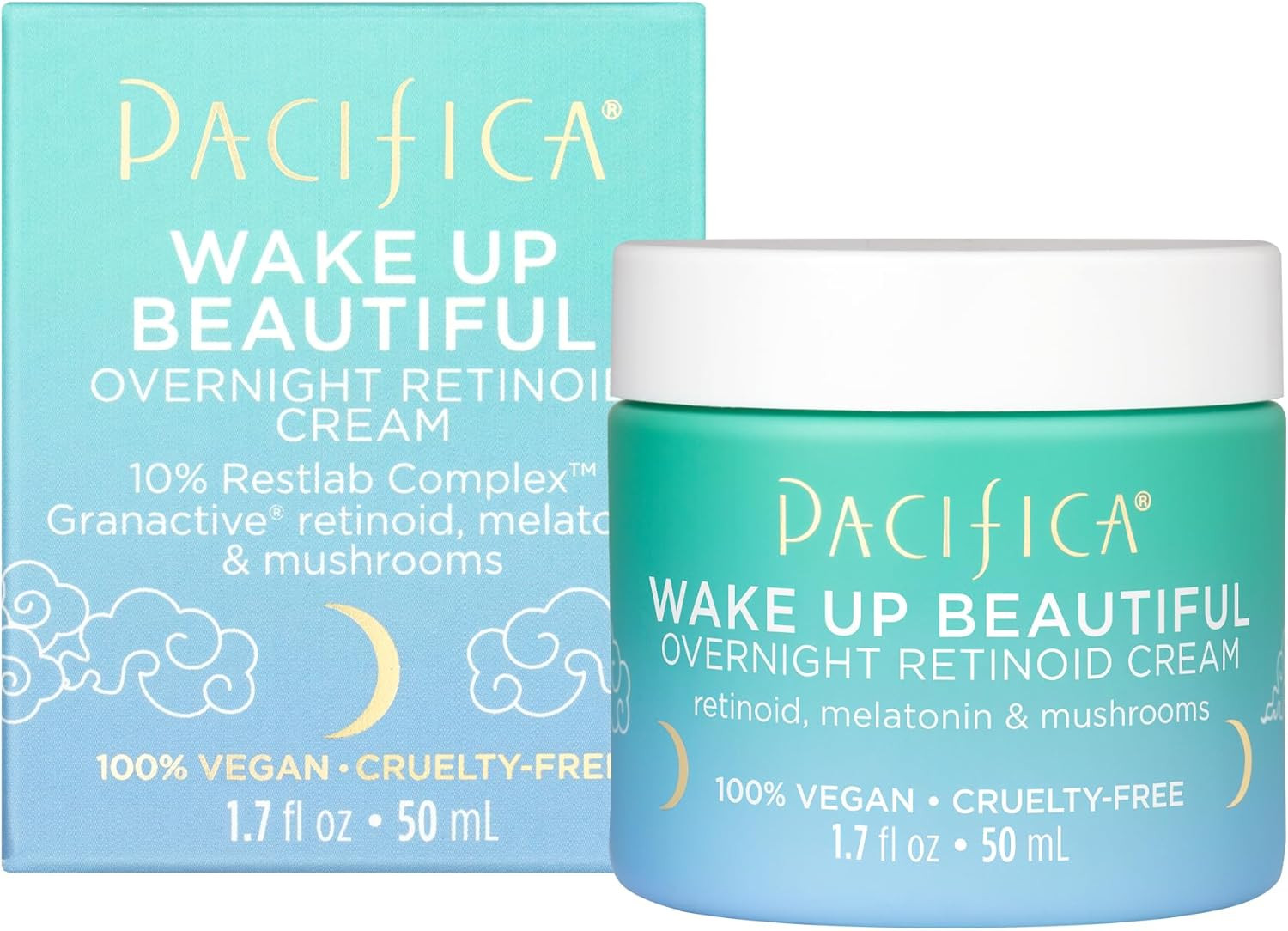 Pacifica Beauty, Wake Up Beautiful Overnight Retinoid Night Face Cream, Moisturizer for Dry and A... | Amazon (US)