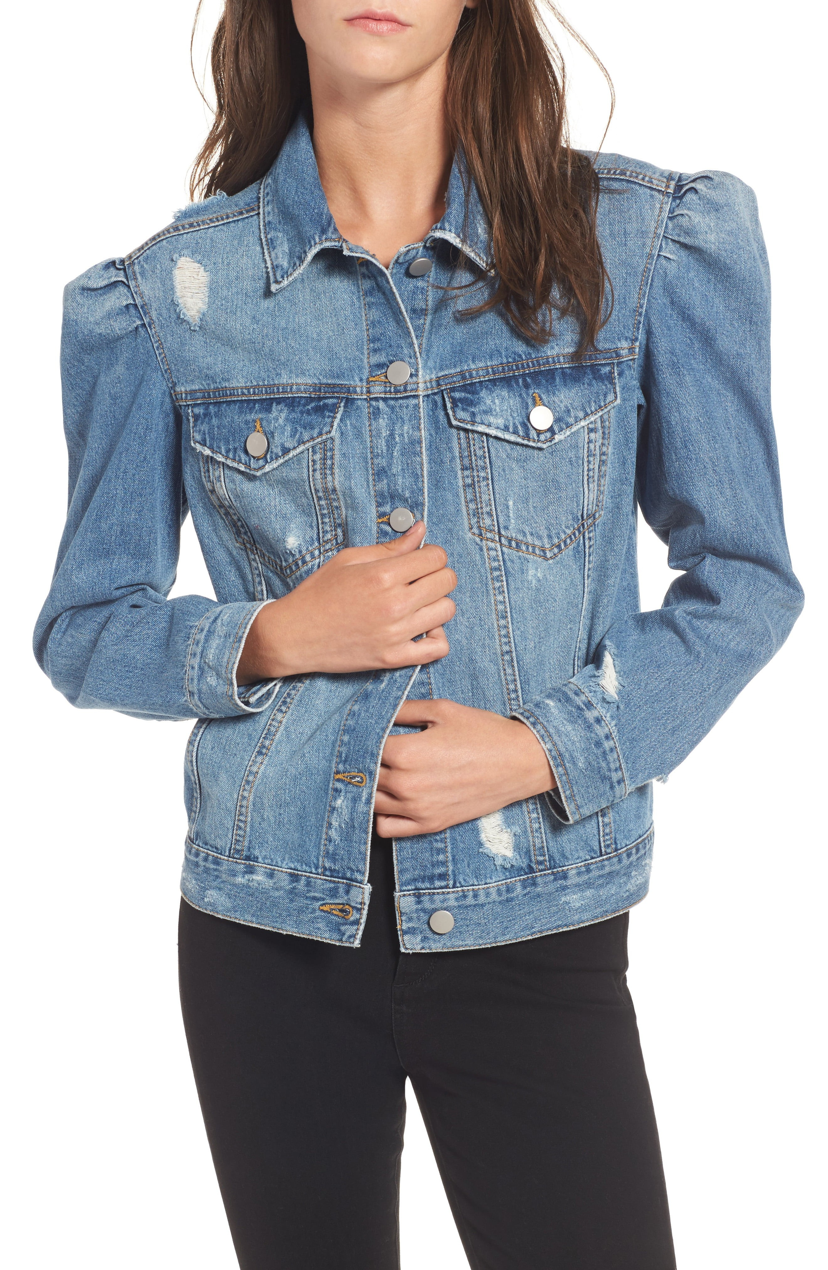 Puff Sleeve Denim Jacket | Nordstrom