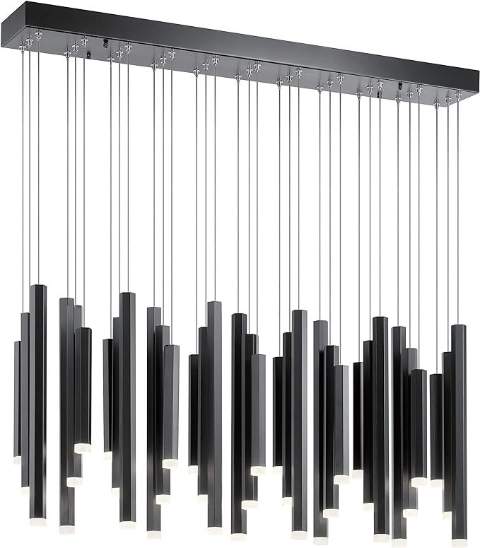 Elan Lighting 84099 Soho - 36 Inch 33 LED Linear Chandelier, Black Finish with Etched Acrylic Gla... | Amazon (US)