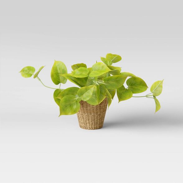 13" x 14" Artificial Lime Pothos Plant in Basket - Threshold™ | Target