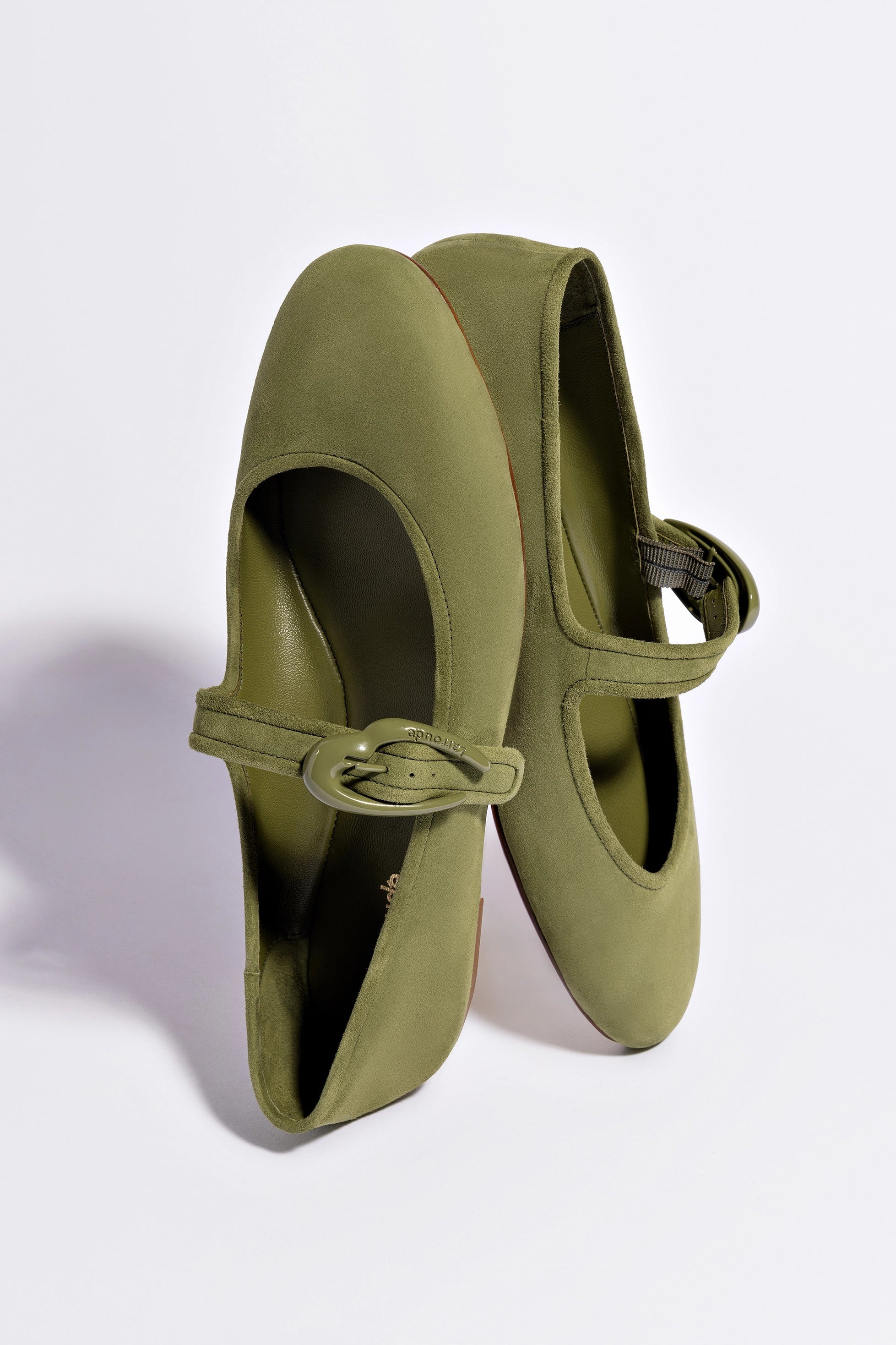 Verona Ballet Flat In Seaweed Suede | Larroude