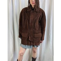 Vintage Suède Brown Leather Jacket Coat | Etsy (US)