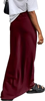 Vrtige Women's Elegant Satin Silky High Waist Zipper Flowy A Line Maxi Long Skirt | Amazon (US)