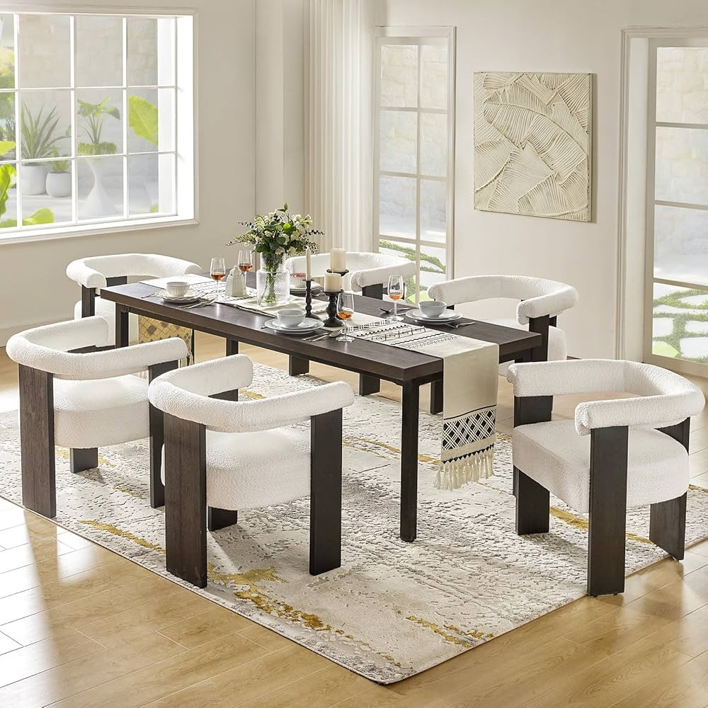 HULALA HOME Modern Upholstered Loop Dining Chairs Set of 6, Luxury Dining Room Chairs with Lamell... | Amazon (US)