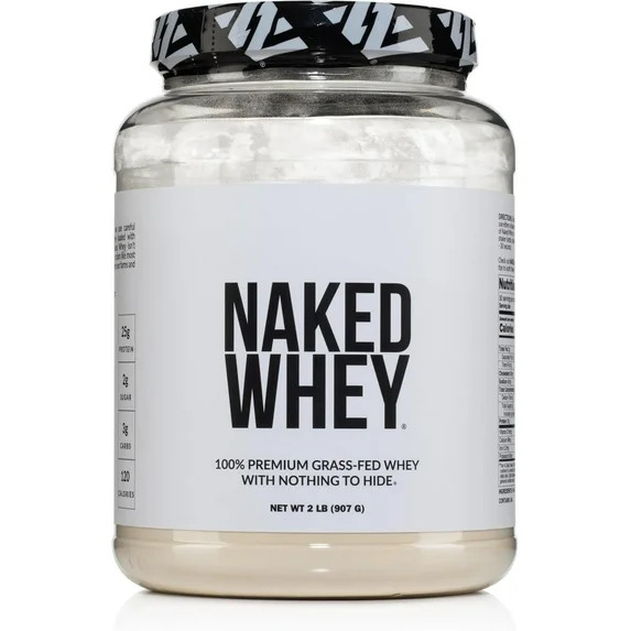 NAKED Whey 2LB 100% Grass Fed Whey Protein Powder - Only 1 Ingredient, Unflavored Whey Protein, U... | Walmart (US)