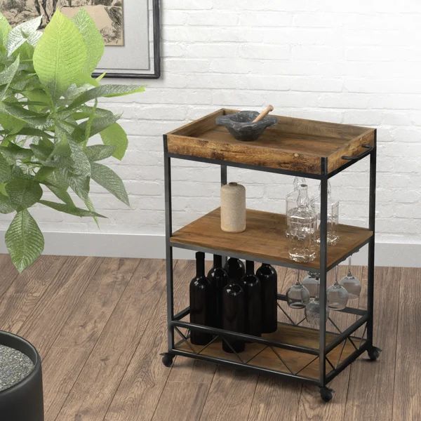 28.74'' Wide Bar Cart with Removable Serving Tray | Wayfair North America