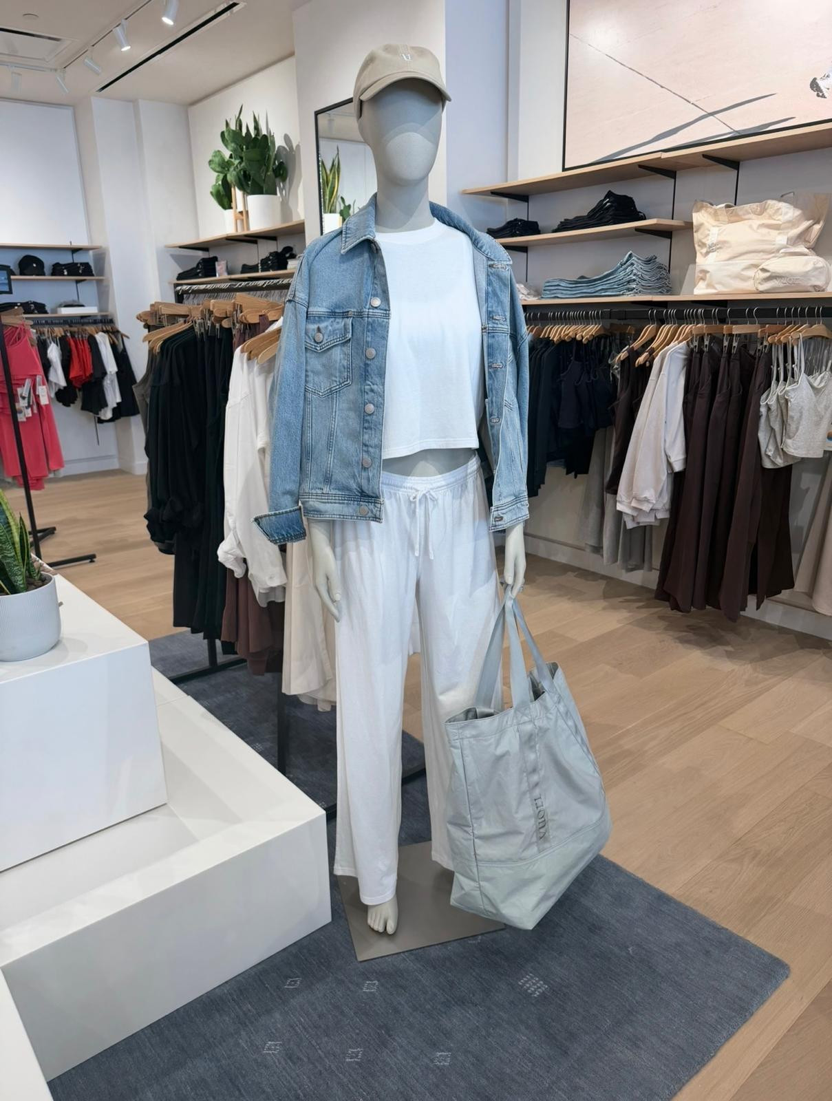 Elevate your everyday wardrobe with this effortless white and denim look from Vuori that's perfect for late summer and early fall.

white lounge pants, denim jacket outfit, casual everyday style, neutral basics, weekend outfit, monochrome look, transitional summer outfit, airport style look, casual chic outfit, minimalist wardrobe 

 #LTKootd #LTKOver40