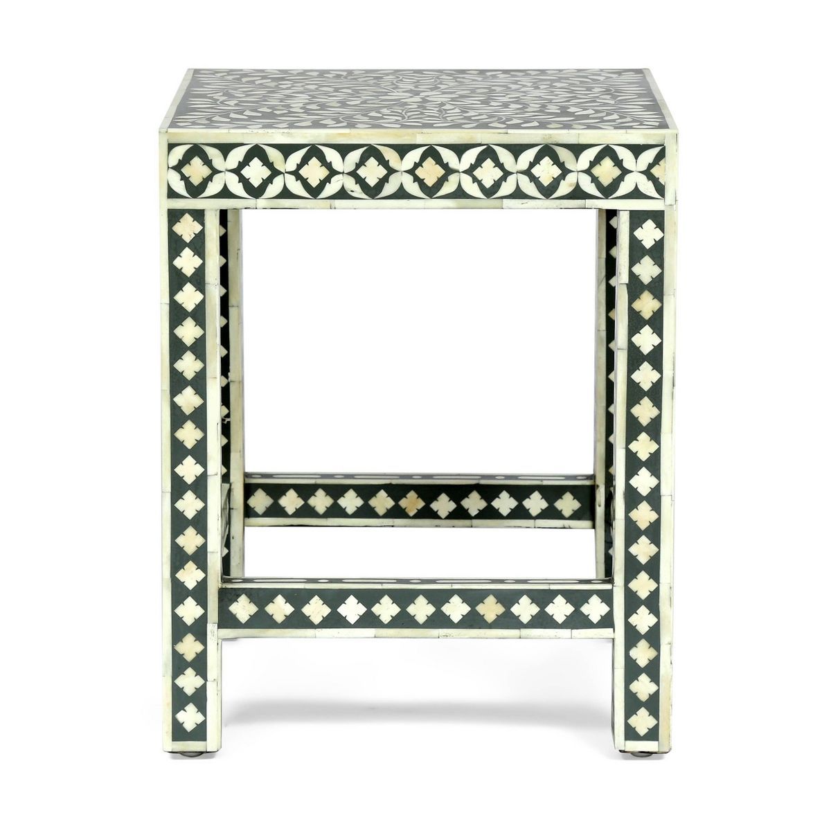 Eutaw Handcrafted Boho Mango Wood End Table Gray/White - Christopher Knight Home | Target