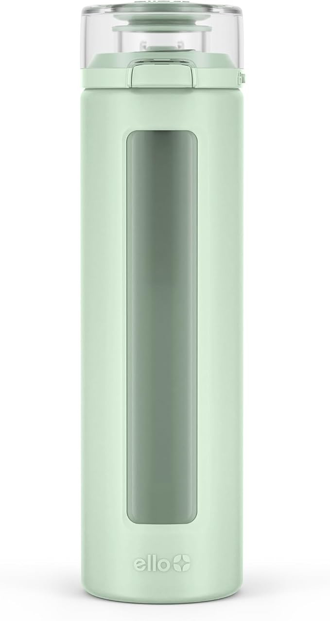 Ello Syndicate 20oz Reusable Glass Water Bottle with One-Touch Leak Proof Flip Lid, Protective No... | Amazon (US)
