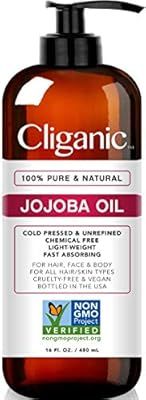 Cliganic Jojoba Oil Non-GMO, Bulk 16oz | 100% Pure, Natural Cold Pressed Unrefined Hexane Free Oi... | Amazon (US)