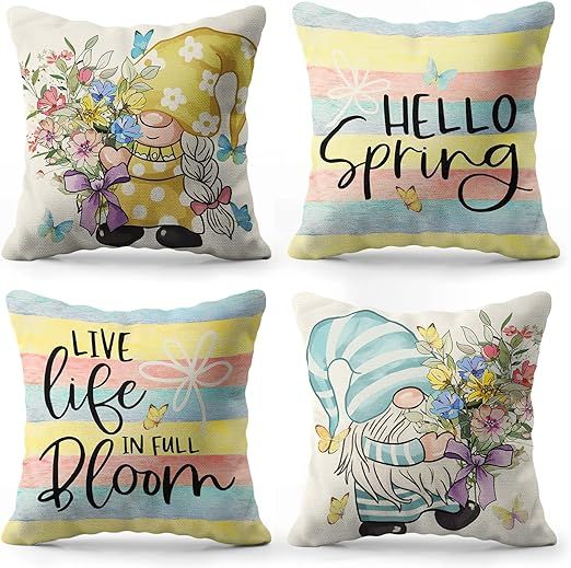 Onerisly Spring Pillow Covers 18x18, Throw Pillow Covers, Home Sweet Buffalo Plaid Spring Pillow ... | Amazon (US)