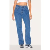 PRETTYLITTLETHING Dark Blue High Waist Straight Leg Jeans, Dark Blue | PrettyLittleThing UK